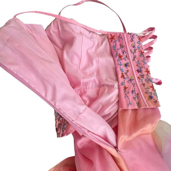 PRECIOUS FORMALS Pink Beaded Formal Dress Size 8 - Picture 13 of 17